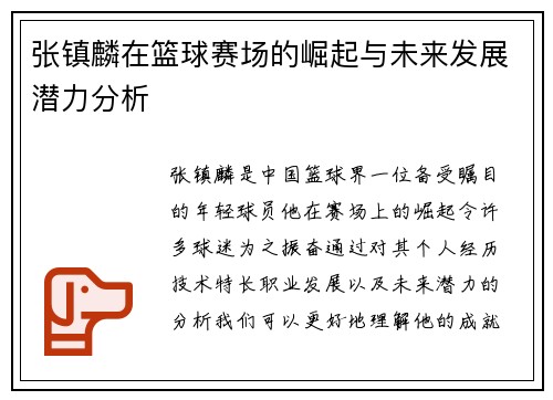 张镇麟在篮球赛场的崛起与未来发展潜力分析
